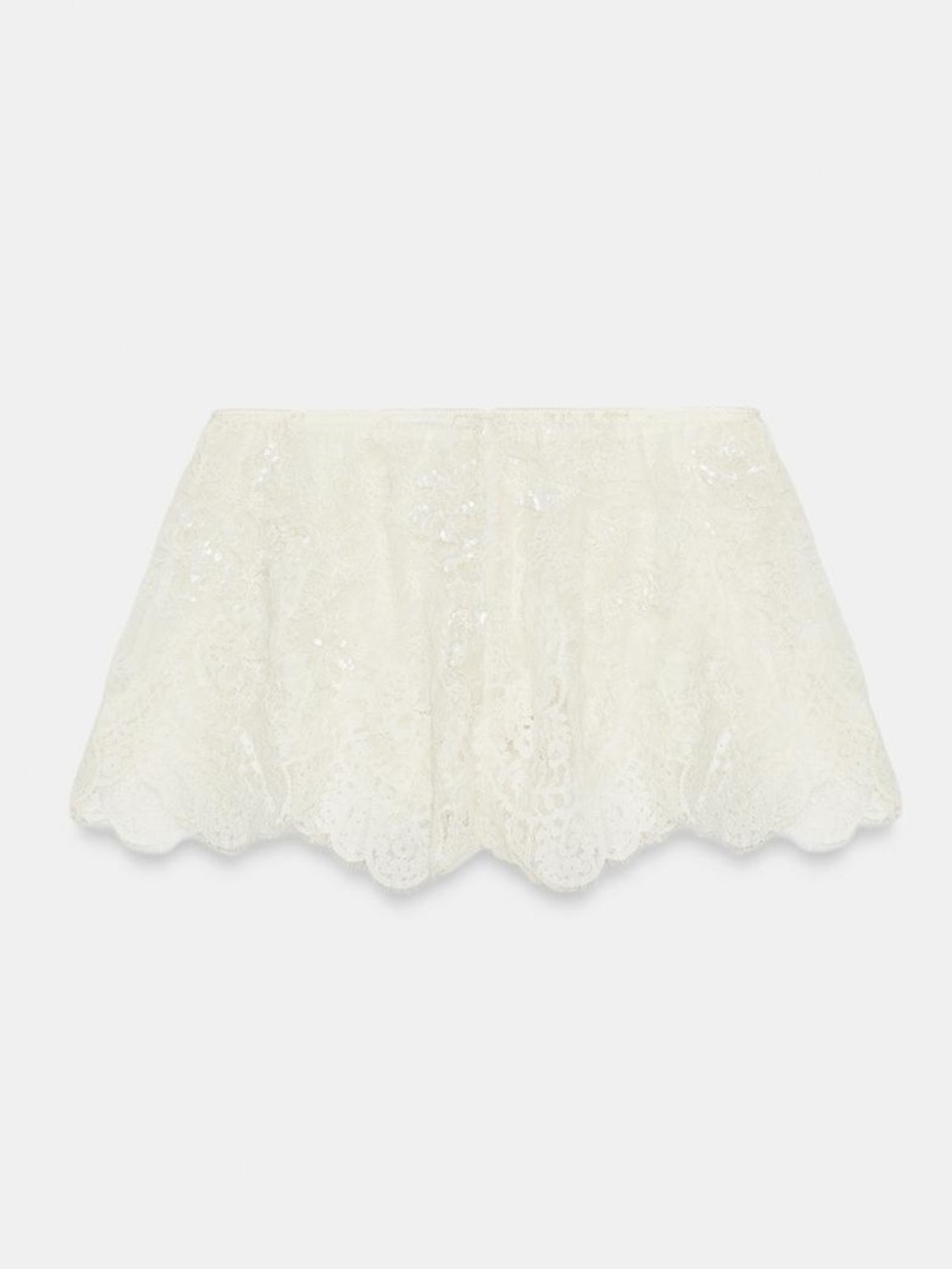 SEQUIN LACE SHORTS 
Zara Cream Lace Sleep Shorts - Picture 4 of 12